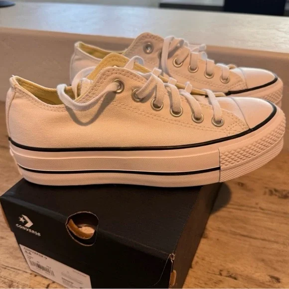 Converse Women's White Platform Sneakers - Picture 1 of 4
